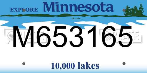 M653165 Minnesota License Plate