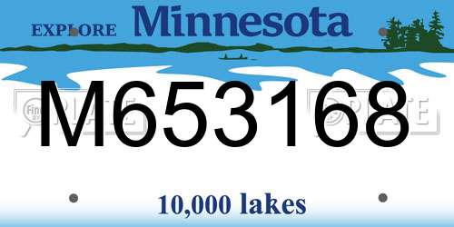 M653168 Minnesota License Plate