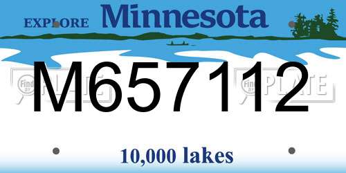 M657112 Minnesota License Plate