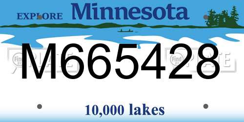 M665428 Minnesota License Plate