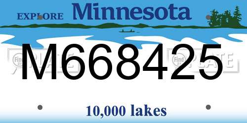 M668425 Minnesota License Plate