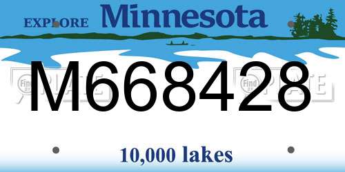 M668428 Minnesota License Plate
