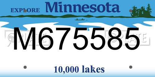 M675585 Minnesota License Plate