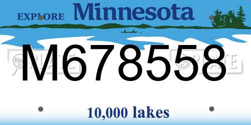 M678558 Minnesota License Plate
