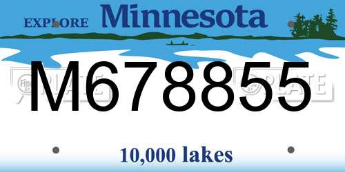 M678855 Minnesota License Plate