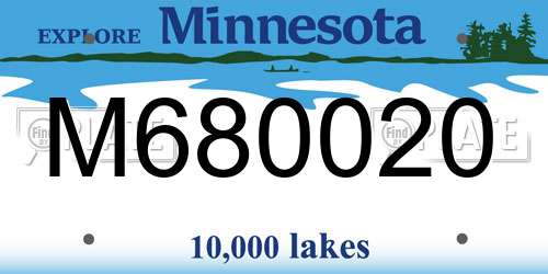 M680020 Minnesota License Plate