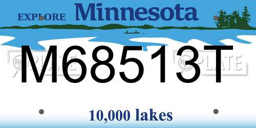 M68513T Minnesota License Plate