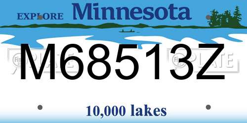 M68513Z Minnesota License Plate