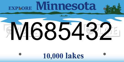 M685432 Minnesota License Plate