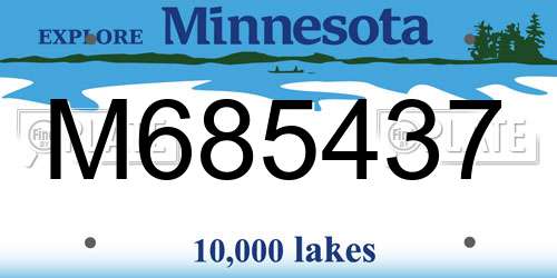 M685437 Minnesota License Plate