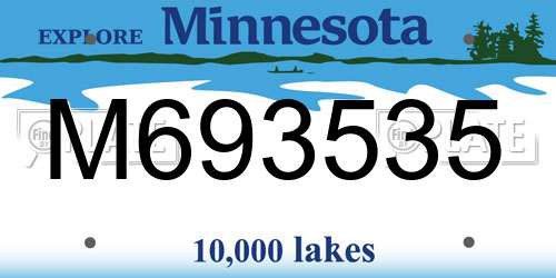 M693535 Minnesota License Plate