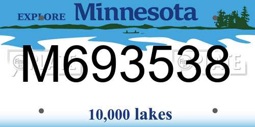 M693538 Minnesota License Plate