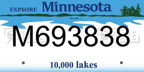 M693838 Minnesota License Plate