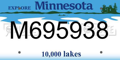M695938 Minnesota License Plate