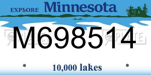 M698514 Minnesota License Plate