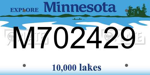 M702429 Minnesota License Plate