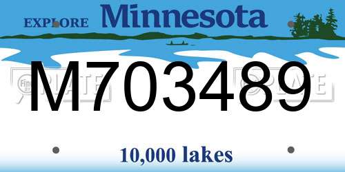 M703489 Minnesota License Plate