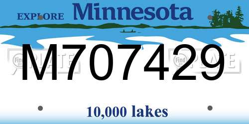 M707429 Minnesota License Plate
