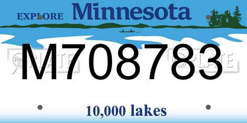 M708783 Minnesota License Plate