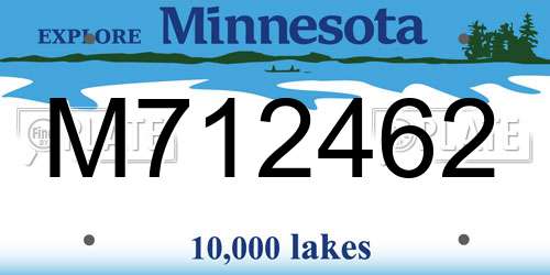 M712462 Minnesota License Plate