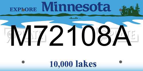 M72108A Minnesota License Plate