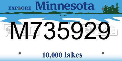 M735929 Minnesota License Plate