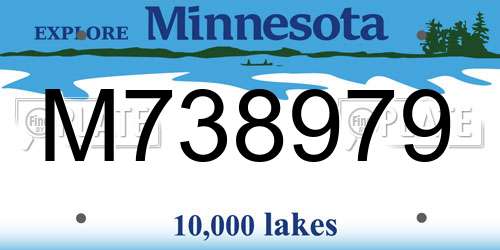 M738979 Minnesota License Plate