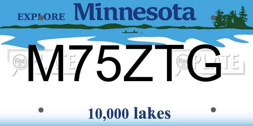 M75ZTG Minnesota License Plate