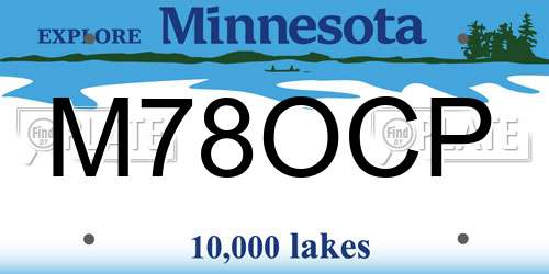 M78OCP Minnesota License Plate