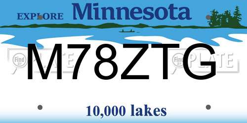 M78ZTG Minnesota License Plate