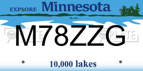 M78ZZG Minnesota License Plate