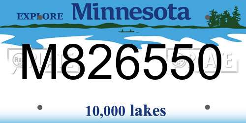 M826550 Minnesota License Plate