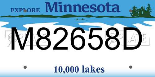 M82658D Minnesota License Plate
