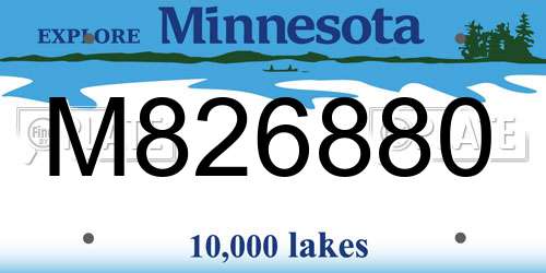 M826880 Minnesota License Plate