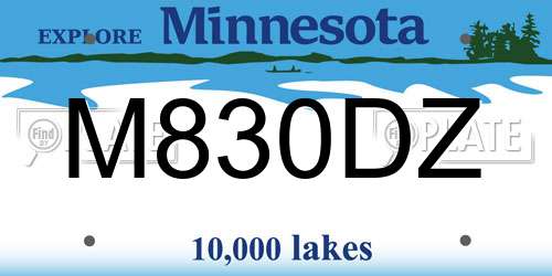 M830DZ Minnesota License Plate