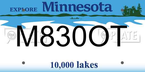 M830OT Minnesota License Plate