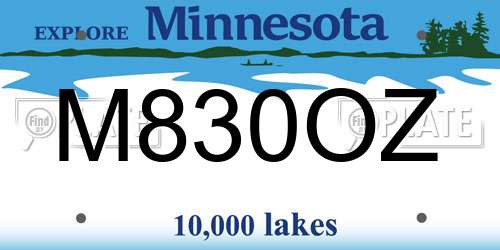 M830OZ Minnesota License Plate