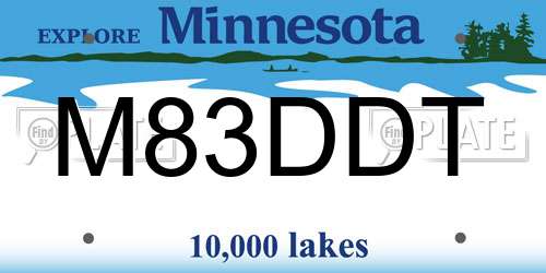 M83DDT Minnesota License Plate