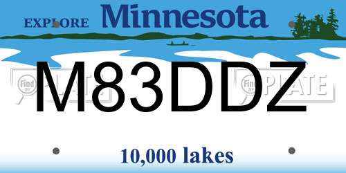 M83DDZ Minnesota License Plate