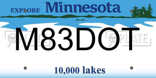 M83DOT Minnesota License Plate