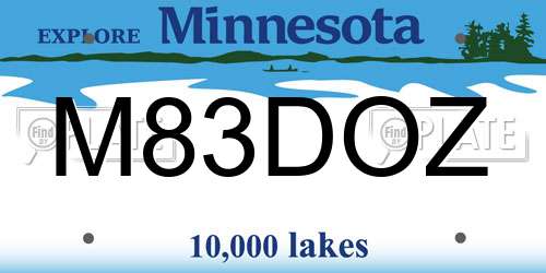 M83DOZ Minnesota License Plate