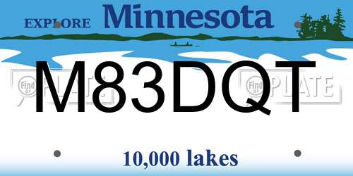 M83DQT Minnesota License Plate