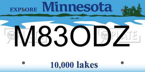 M83ODZ Minnesota License Plate