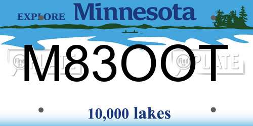 M83OOT Minnesota License Plate