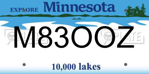 M83OOZ Minnesota License Plate