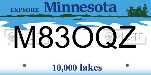 M83OQZ Minnesota License Plate
