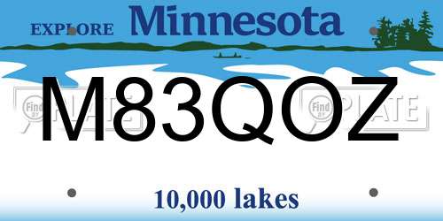 M83QOZ Minnesota License Plate