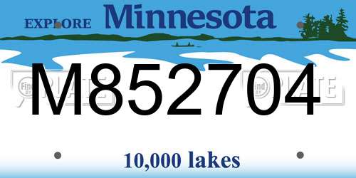 M852704 Minnesota License Plate