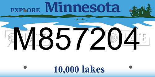 M857204 Minnesota License Plate