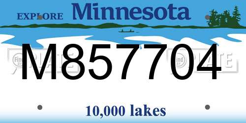 M857704 Minnesota License Plate